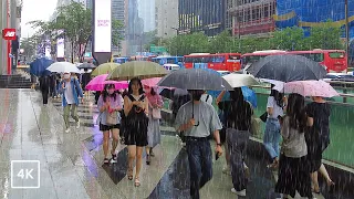 4K 거센 폭우 쏟아지는 서울 강남 논현 저녁 퇴근길, 호우주의보 속 강남역 논현동 거리 산책 | Rain Walk 장마 빗소리 ASMR 중간 광고 제거