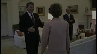 President Reagan and Nancy Reagan during a Farewell Reception for Michael Deaver on May 20, 1985