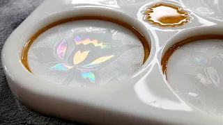 #1516 Amazing Holographic Flower Resin Coasters