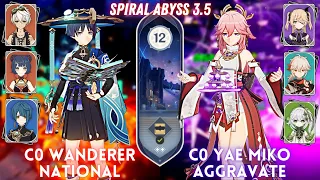 C0 Wanderer National & C0 Yae Miko Aggravate | Spiral Abyss 3.5 Floor 12 - 9⭐