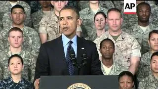 Obama addresses troops; departs for Malaysia