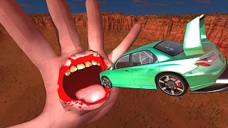 BeamNG.drive - Cars Jumping into Hand with MOUTH (Halloween Special)