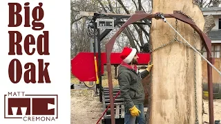 Slabbing a Big Red Oak Butt Log | Sawmill