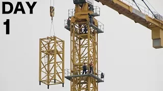 Tower crane disassembly Day 1 of 4: Removal of top segment