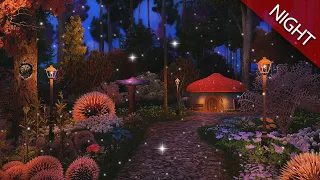 Enchanted Forest Ambience | NIGHT 🌲✨ for sleep, study and relaxation | occasional rain, wind chimes.