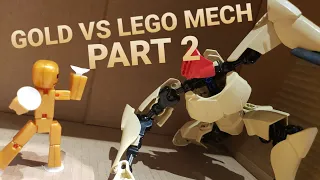 GOLD STIKBOT VS LEGO MECH [PART 2] #stikbot #stikbotcentral #lego #legorobot