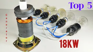 How to Make Top 5 Free electricity Generator with magnet coper wire use AC Motor