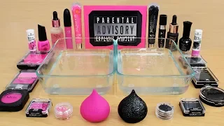 Pink vs Black - Mixing Makeup Eyeshadow Into Slime! Special Series 91 Satisfying Slime Video