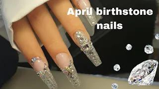 April Birthstone nails | diamonds