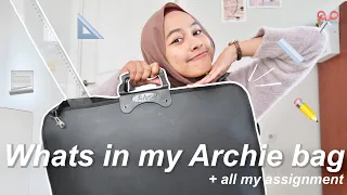 WHATS IN MY ARCHIE BAG (first semester student) : architect tools, all my assignment, etc!