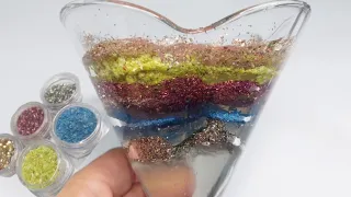 [ASMR] diy glitter slime | mixing glitter in clear slime | satisfying asmr video