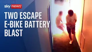 Australia: CCTV shows two people escaping e-bike battery blast