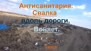 Свалка вдоль дороги.Антисанитария.Вонь стоит. Канск.