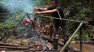 Meat drying encountered heavy rain - 2 years of survival in the rainforest - episode 4