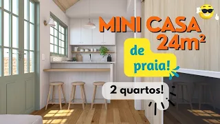 Mini Casa de Praia 4x6 - 2 quartos! Compacta e completa