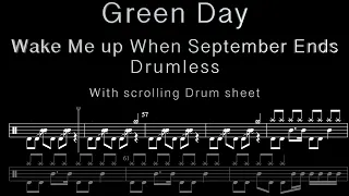 Green Day - Wake Me Up When September Ends - Drumless with scrolling drum sheet