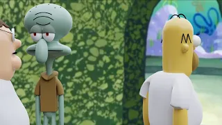 Squidward kicks Family Guy and the Simpsons out of his house
