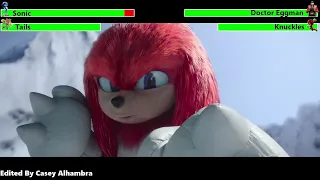 Sonic the Hedgehog 2 (2022) Snowboarding Scene with healthbars