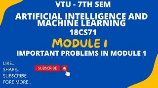 AIML - 18CS71 | Important PROBLEMS in AIML module 1 | Important questions | problems explanation