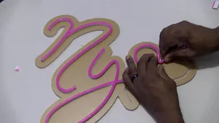 NY....Pink led neon Sign on a white Acrylic Backer