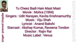 Tu cheez badi hain mast mast - Mohra - Karaoke for female singers with male voice and lyrics
