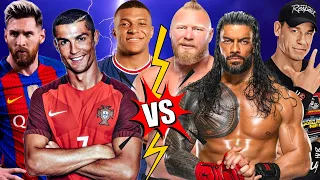 Ronaldo Messi & Mbappé Vs Roman Reigns John Cena & Brock Lesnar WWE 2K22