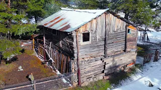 An abandoned wooden mountain forest hut, far from civilization. The difficult life of my ancestors