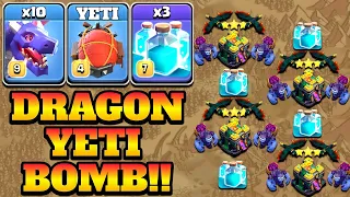 Th14 Dragon Attack Strategy With Clone Yeti Bomb!! 10 Dragon + 3 Clone Spell | Town Hall 14 Attack