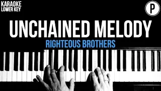 The Righteous Brothers - Unchained Melody Karaoke LOWER KEY Acoustic Piano Cover Lyrics