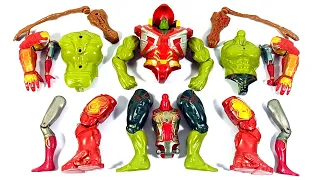 Assemble Hulk Buster vs Hulk Smash vs iron Spider-Man vs Siren Head Superhero Toys