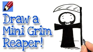 How to draw a Cartoon Mini Grim Reaper for Halloween