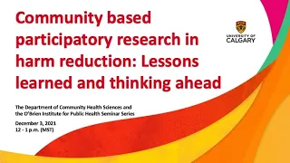 Community based participatory research in harm reduction: Lessons learned and thinking ahead