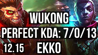 WUKONG vs EKKO (JNG) | 7/0/13, 1.8M mastery, Godlike | EUW Master | 12.15