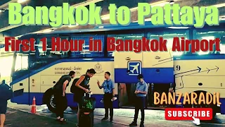 First 1 Hour in Bangkok Airport || Bangkok to Pattaya by RRC Bus #travel #thailand #bangkok #pattaya