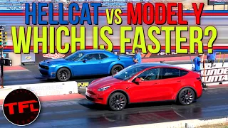 Not Even CLOSE! Can A Tesla Model Y Performance Keep Up With A Dodge Challenger Hellcat Redeye?