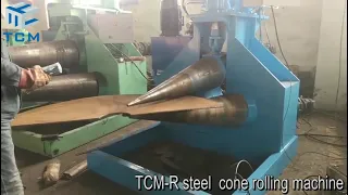 TCM three shafts steel cone hydraulic bending machine conical tank head cone rolling machine