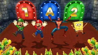 Mario Party 9 Minigames - Mario Vs Luigi Vs Spider Man Vs Mike Wazowski (Master Difficulty)