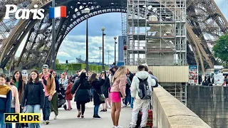 France 🇫🇷 Paris 2024 MAY best place walking Eiffel Tower walk tranding tour 4K60fpsbest time towalk.