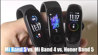 Comparison: Xiaomi Mi Band 5 vs. Mi Band 4 vs. Honor Band 5  - Best Budget Fitness Tracker?