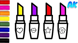 How to draw lipstick for children, toddlers | Makeup drawing easy