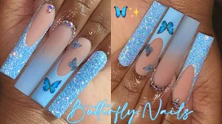 BLUE BUTTERFLY SPRING NAILS 🦋✨| BEGINNER FRIENDLY 💙 FULL TUTORIAL