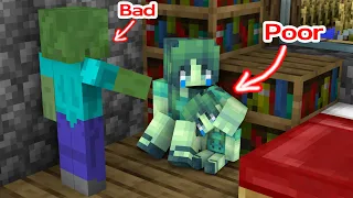 Monster School : Poor Baby Zombie Girl and Bad Zombie Dad - Minecraft Animation