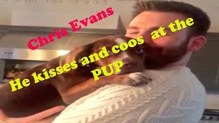 Chris Evans kisses and coos  at the pup Full Video