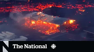 Lava sets Icelandic town on fire