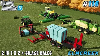 Harvesting grass silage, first stage is making silage bales | Elmcreek Farm | FS 22 | Timelapse #116