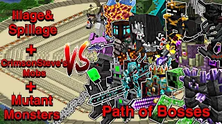 Minecraft |Mobs Battle| 3 Mods VS Path of Bosses