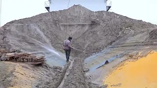 Barge unloading 3500 tons of river sand. part 1| Relaxing video