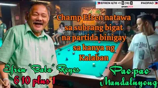 Grabe!! Subrang bigat ng Partida, Efren "BATA" Reyes 610 +1 🆚 Paopao Mandaluyong, Bet 110K, Race 18