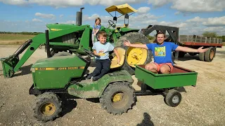 Playing with kids tractors and real tractors in hay and mud compilation | Tractors for kids