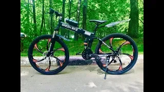 Складной, черный велосипед на литых дисках от компании "Green Bike".